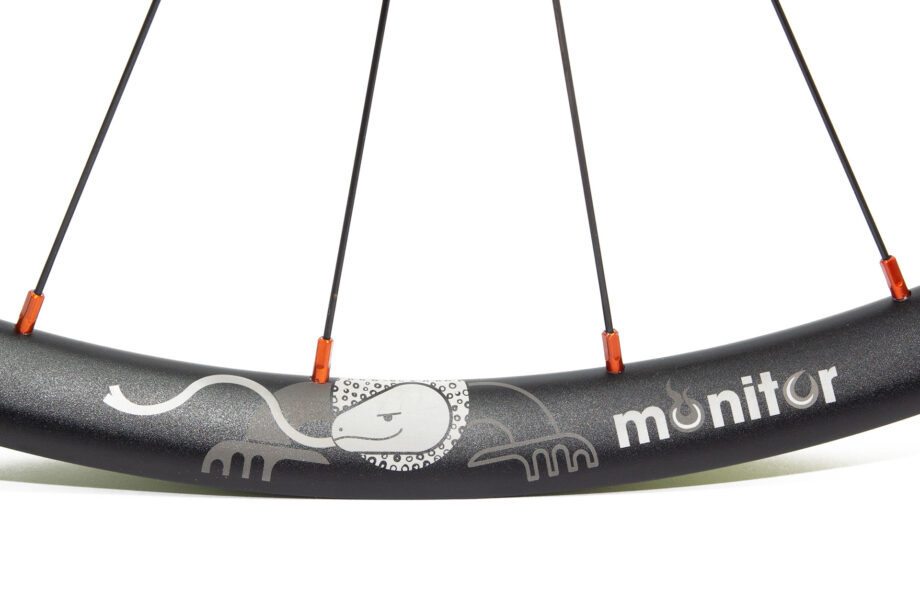 Monitor alu etched rim with orange nipples