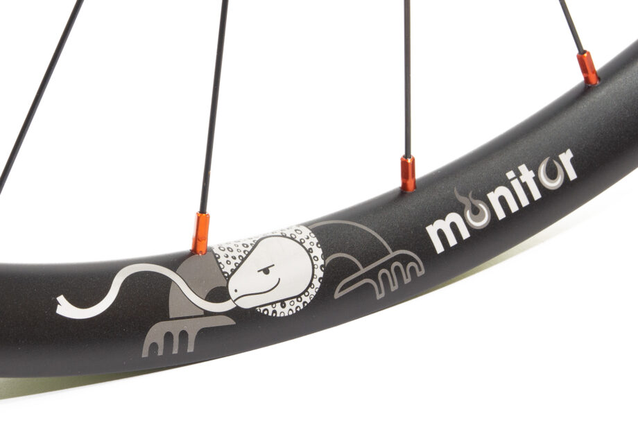Monitor alu etched rim with orange nipples