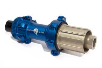 centre-lock straight-pull hubs in deep ocean blue with a matt finish