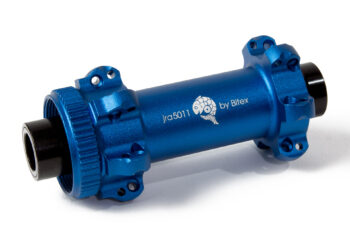 centre-lock straight-pull hubs in deep ocean blue with a matt finish