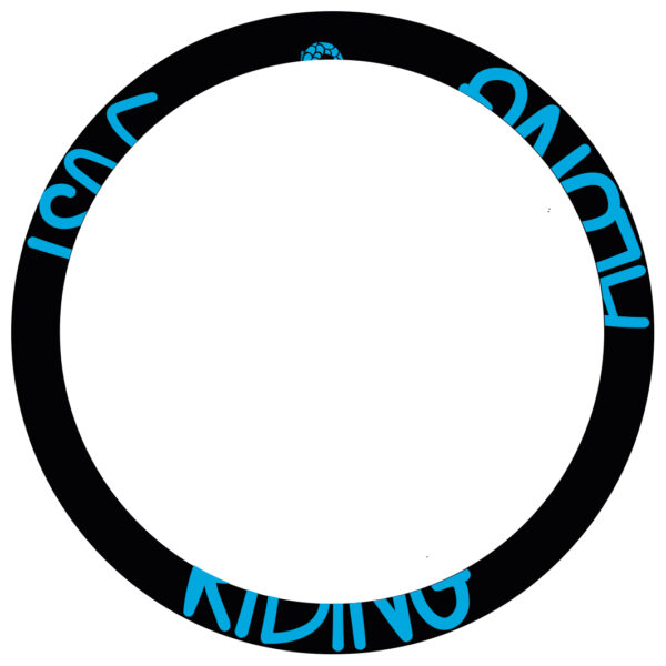 matt blue colour / handwritten text design / semi-gloss finish rim