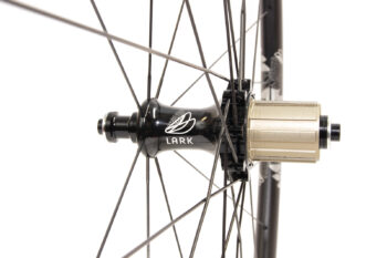 Lark straight-pull rear hub with etched logo