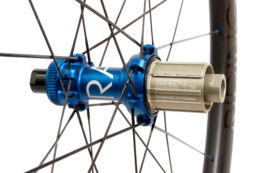 blue matt straight-pull centre-lock disk hub with JRA etching