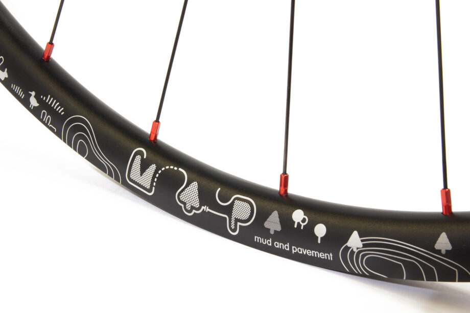 Map etched rim with red spoke nipples