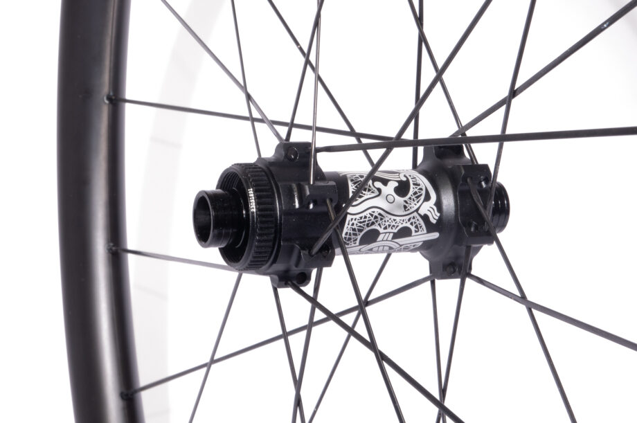 Karve centre-lock straight-pull boost hubs in matt black