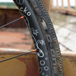 Gecko gravel wheels fitted with Schwalbe G-One 40mm wide tyres