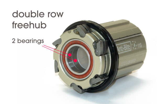 freehub with a double-row of bearings on the drive side